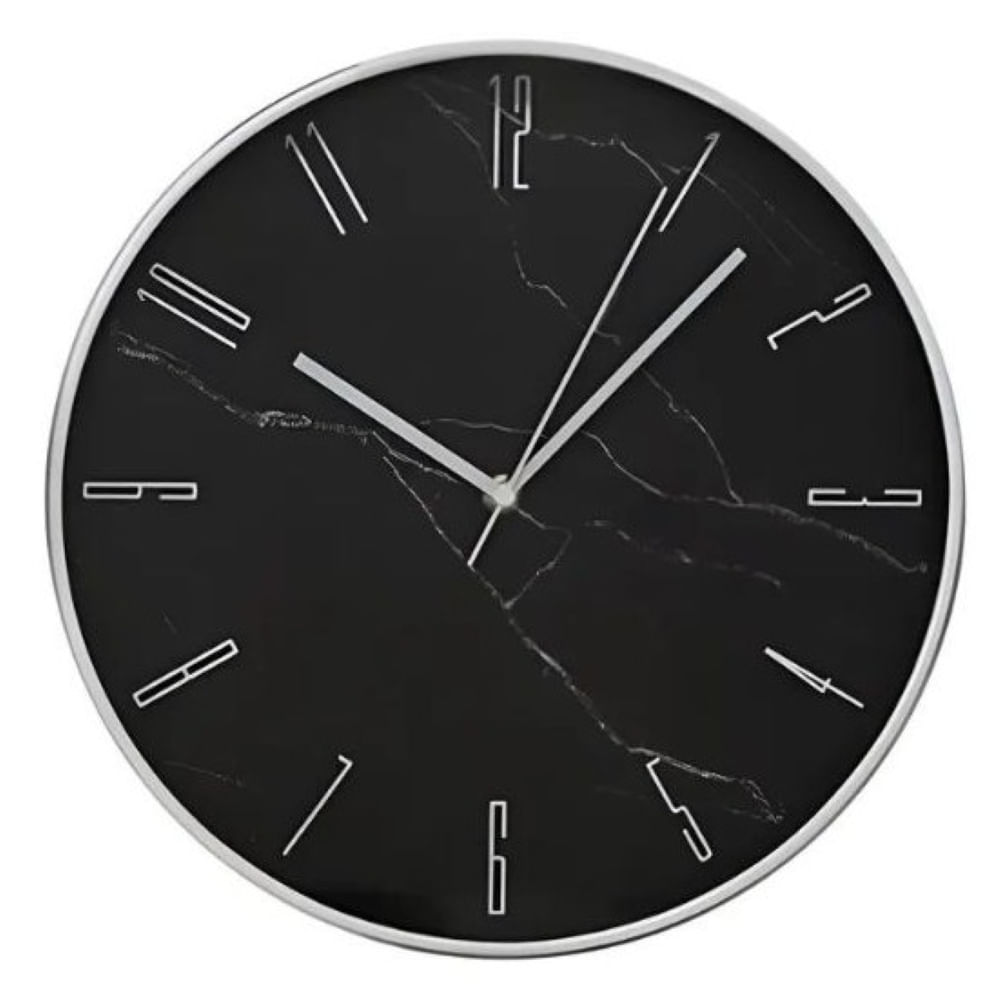 Reloj De Pared 30cm Diam Vidrio Plastico Silencioso Mármol