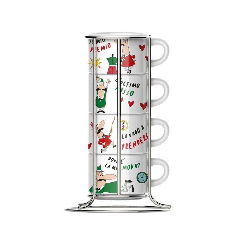Bialetti Set X4 Tazas Porcelana Cafe Capuchino 150 Ml