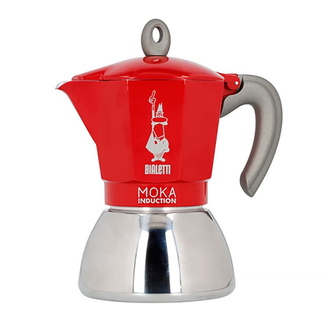 Cafetera Bialetti Moka Induction 6 Cups Italiana Manual Color Rojo