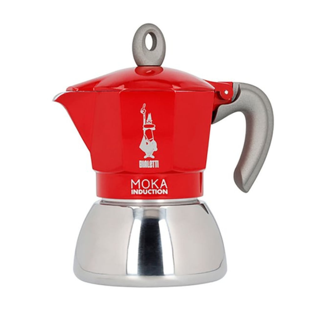Cafetera Bialetti Moka Induction 4 Cups Italiana Manual Color Rojo
