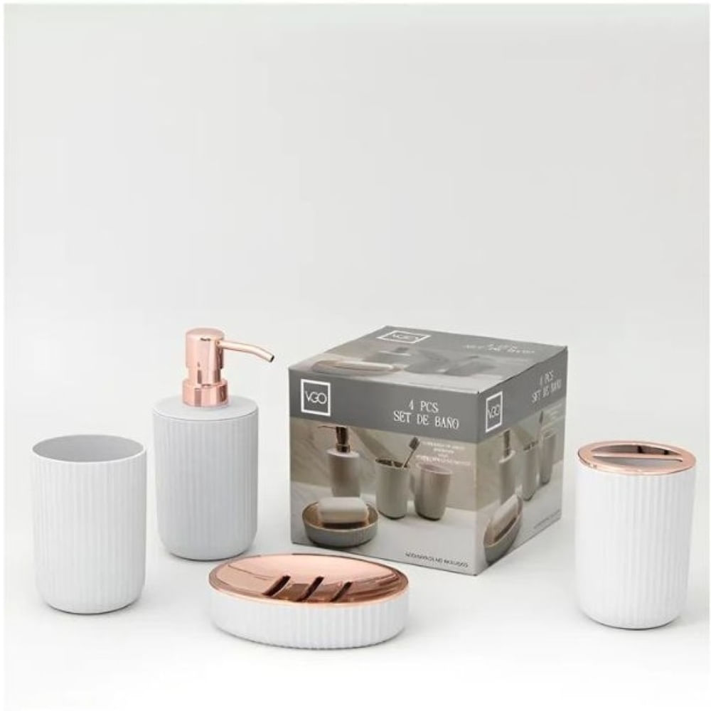 Set De Baño 4 Piezas Jabonera Dispenser Vaso Porta Cepillos