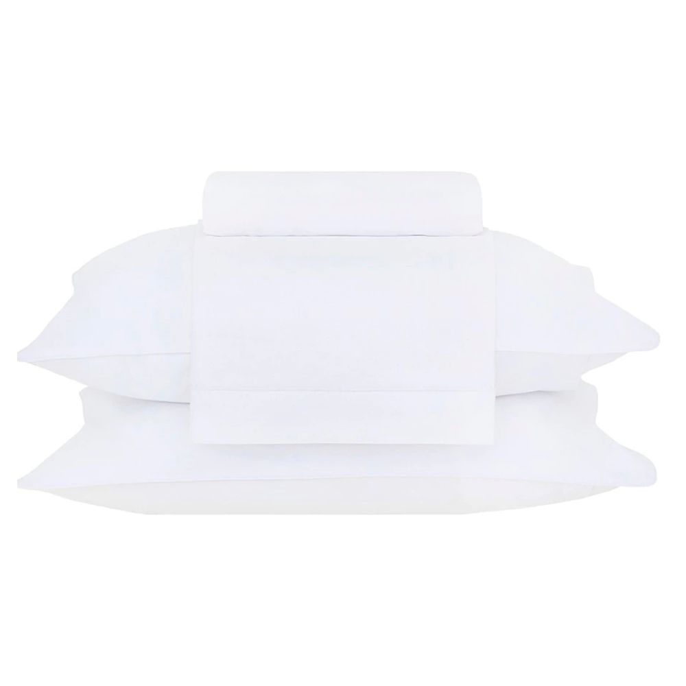 Juego Sábanas Queen Espalma Basic 180 Hilos Algodón Peinado Color Blanco