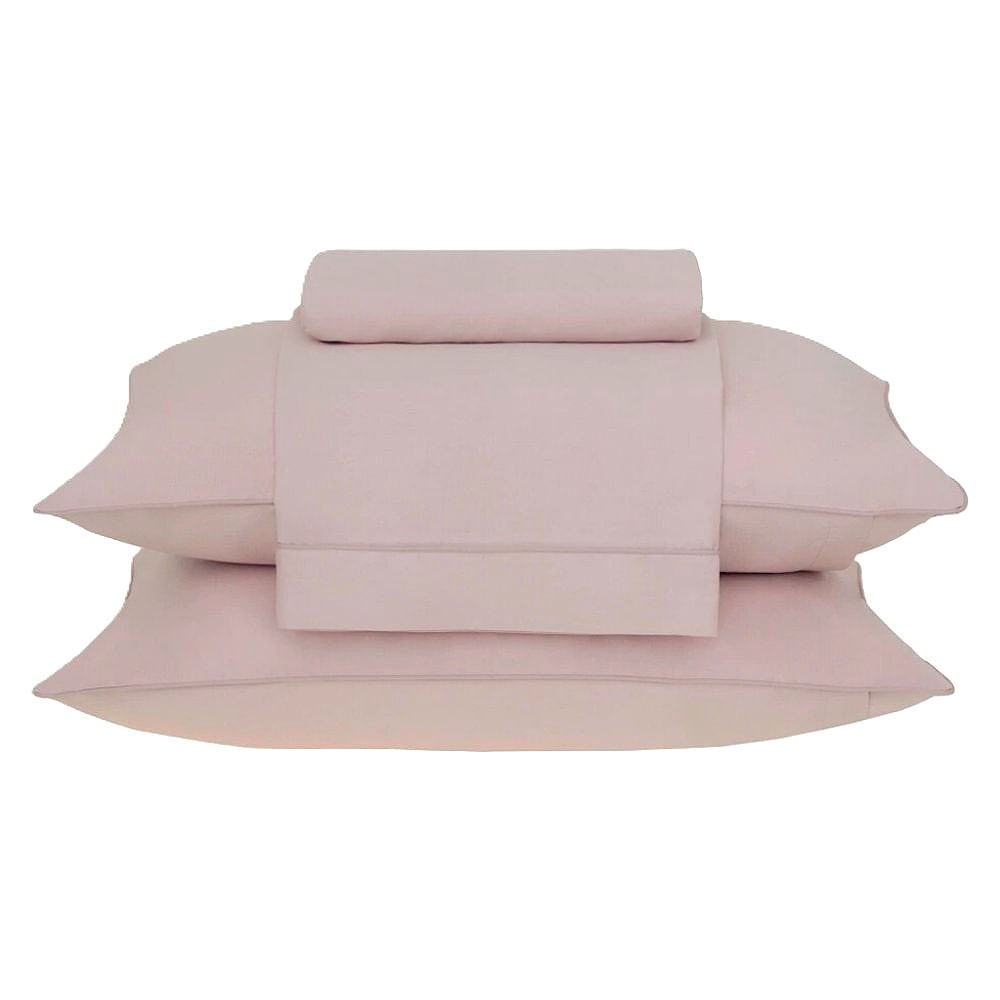 Juego Sábanas Queen Espalma Basic 180 Hilos Algodón Peinado Color Rosa Pastel