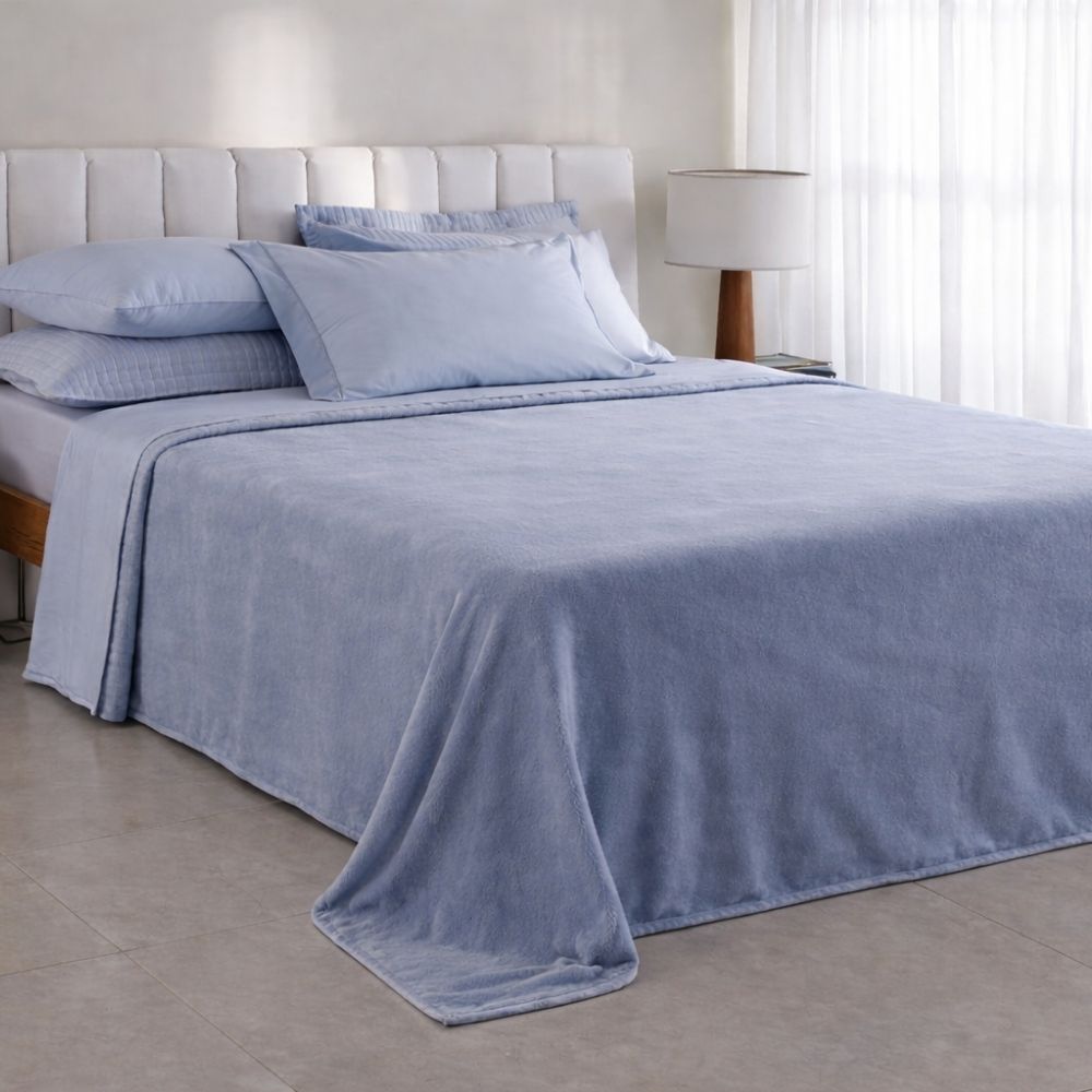 Frazada King Espalma Aspen II Poliéster Hipoalergénica Color Azul