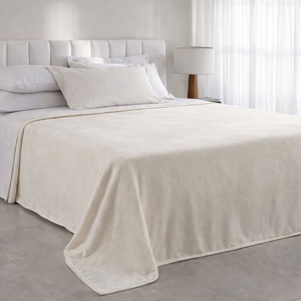 Frazada King Espalma Aspen II Poliéster Hipoalergénica Color Beige