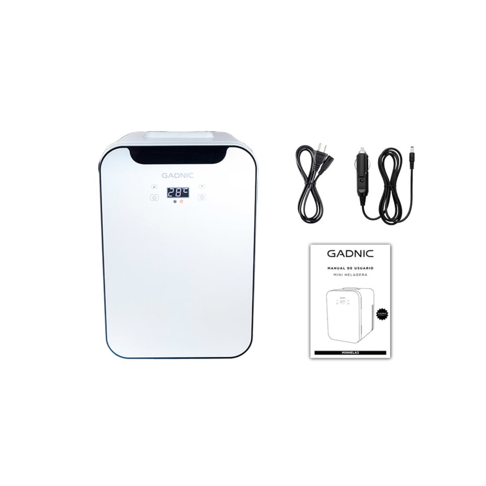Mini Heladera Portátil Gadnic Cosméticos Hogar 220V 12V 20Lts Frío-Calor Blanco