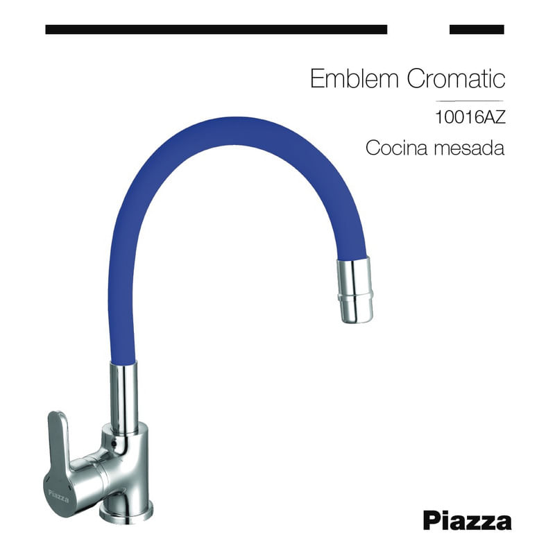 Griferia Cocina Monocomando Piazza Flexible 10016 Flexible - Acabado Mate - Color Azul