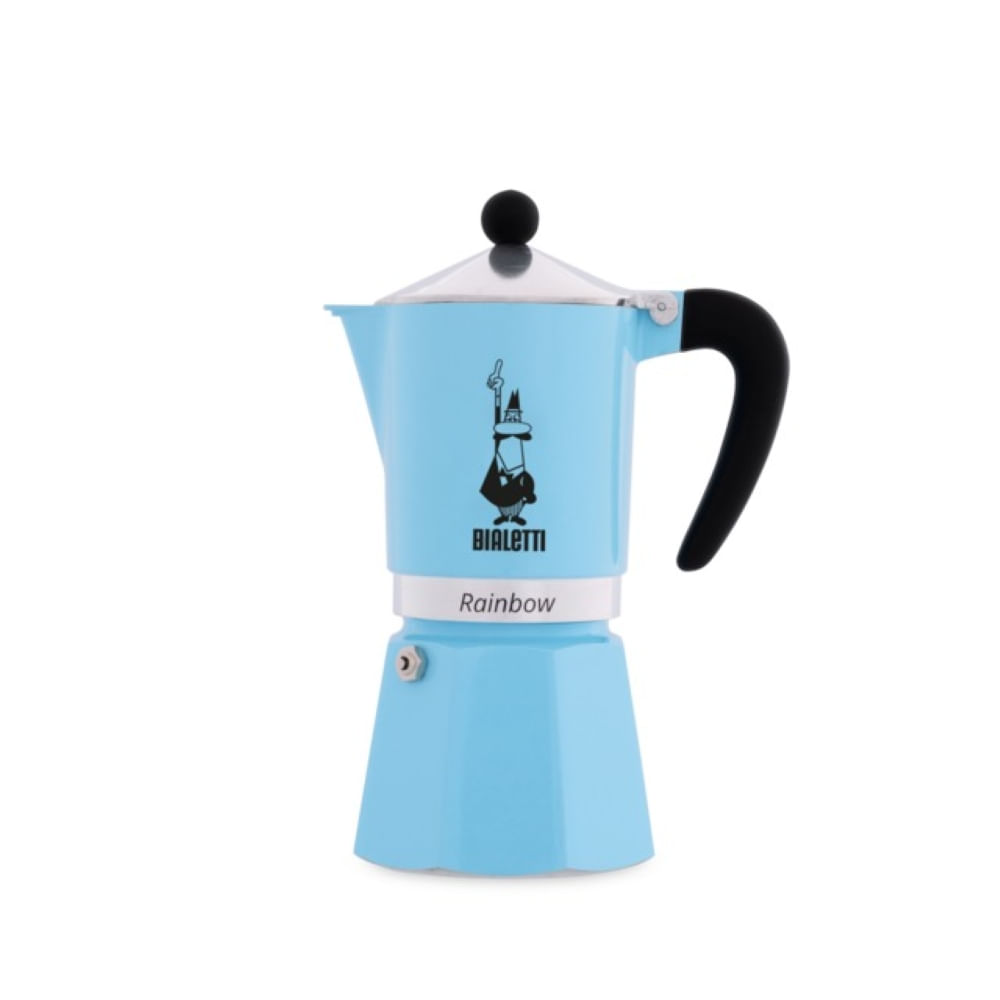 Cafetera Bialetti Rainbow 6 Cups Tazas Manual Italiana Color Celeste