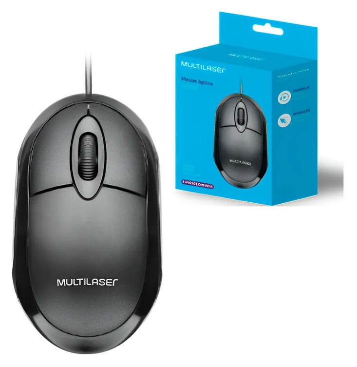 Mouse Multilaser USB con cable 1200 dpi