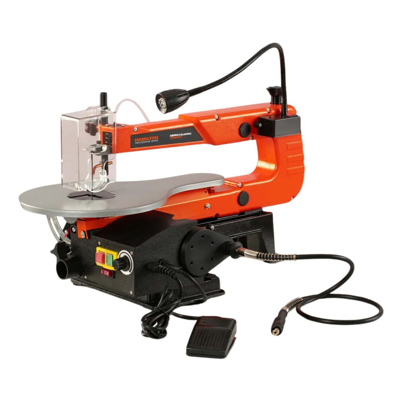 Sierra Caladora Banco 406mm 125w Con Pedal Y Tripa Hamilton