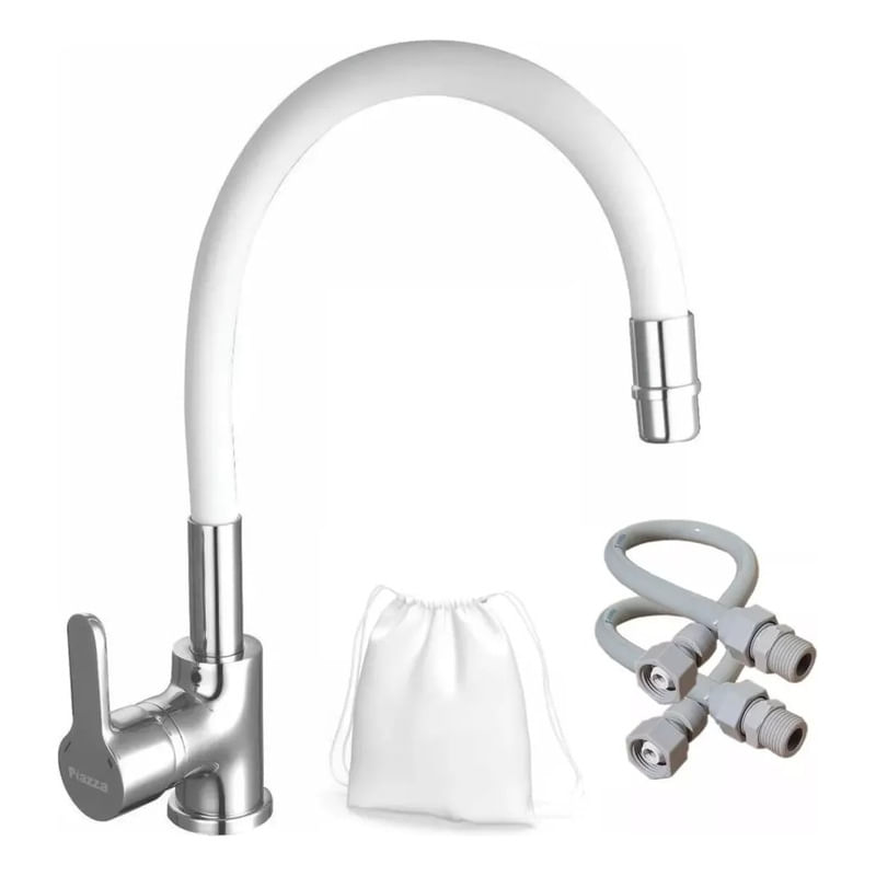 Griferia Cocina Monocomando Piazza Flexible 10016 Flexible - Acabado Mate - Color Blanco