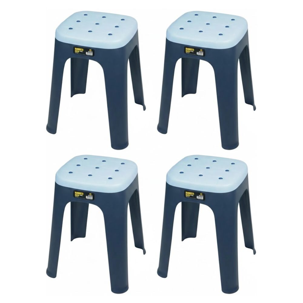 Pack X4 Banquetas Apilables Driven Plástico Hasta 100kg Color Azul