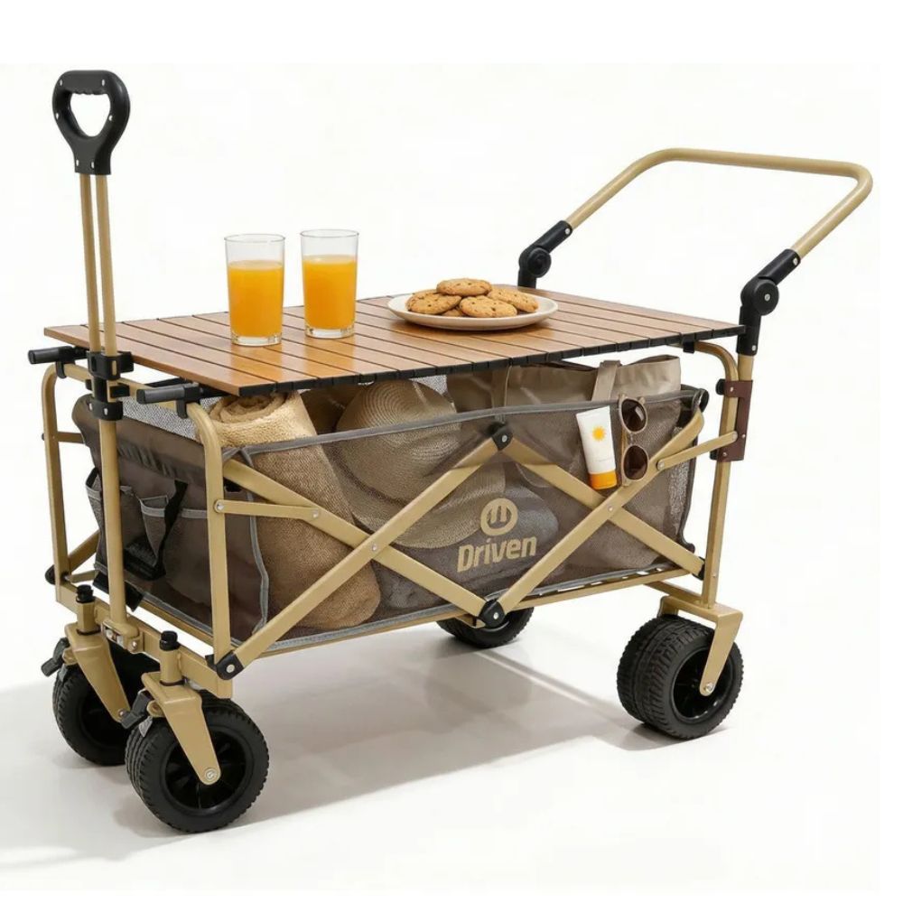 Mesa Carro Con Ruedas Driven Trek Multiuso Plegable Color Arena