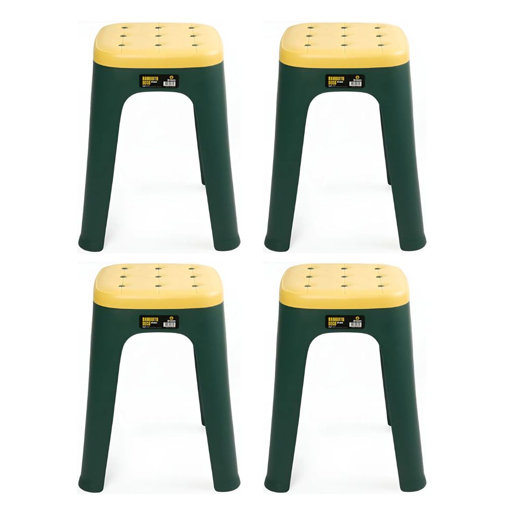 Pack X4 Banquetas Apilables Driven Plástico Hasta 100kg Color Verde