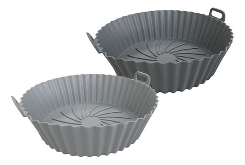 Moldes X2 Silicona Para Airfryer 22x6 Cm Redonda Hudson Gris