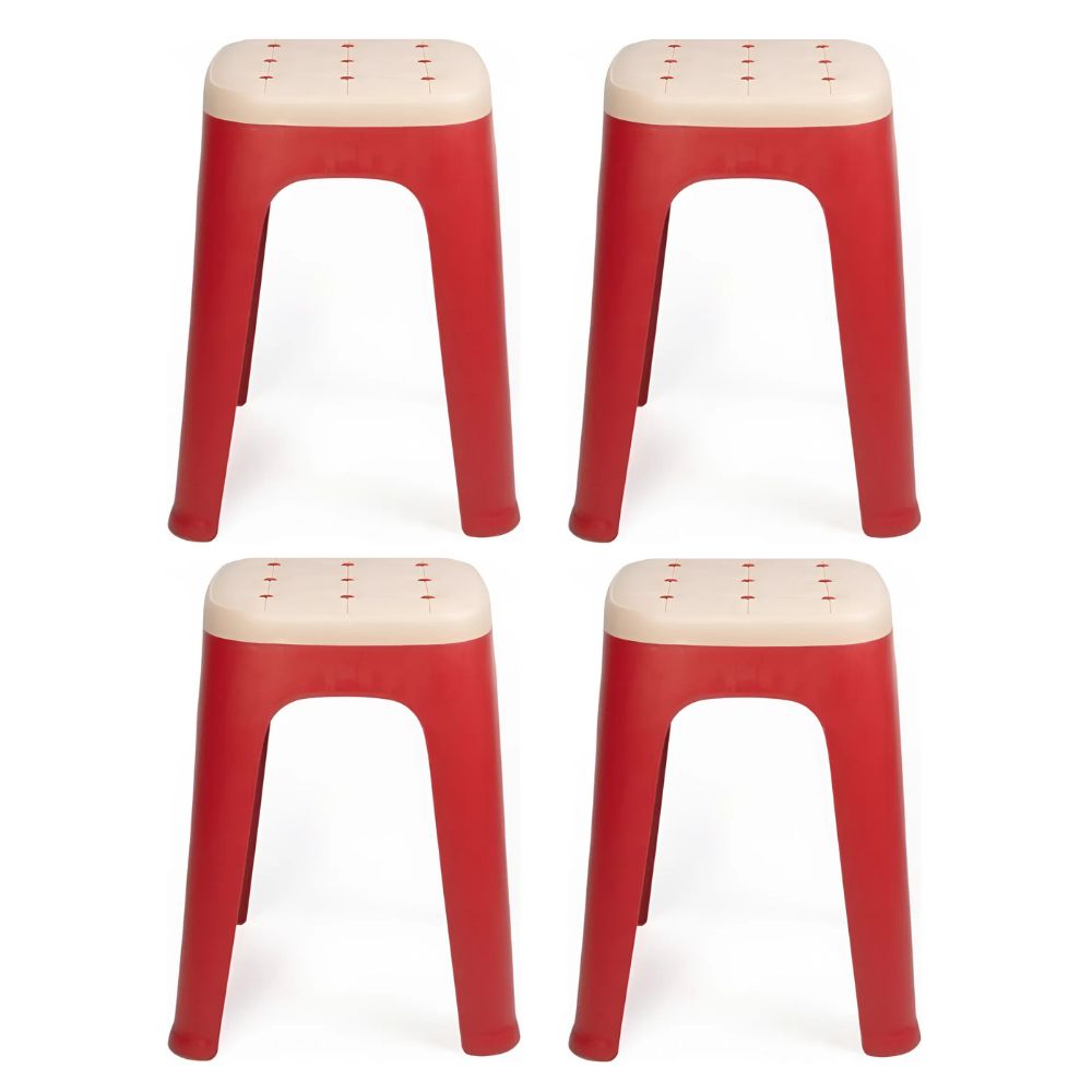 Pack X4 Banquetas Apilables Driven Plástico Hasta 100kg Color Rojo