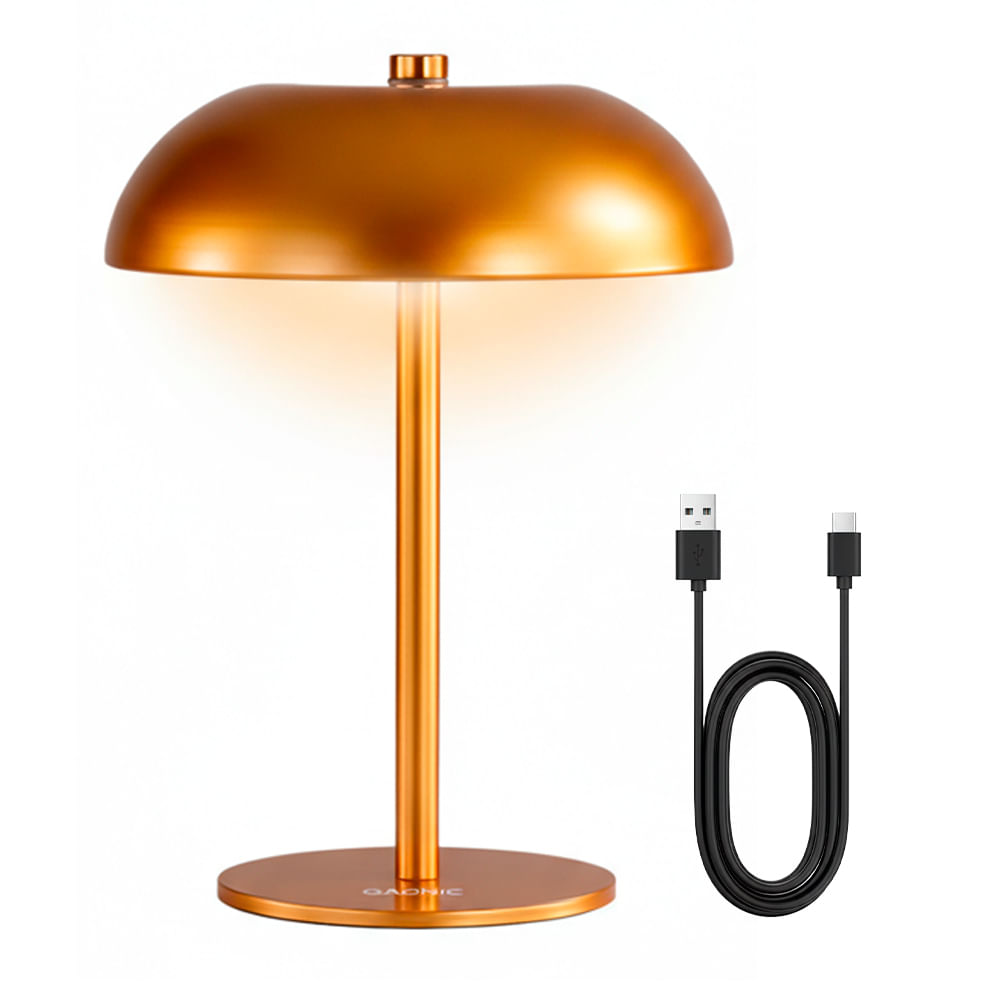 Lampara de Mesa LED Gadnic Inalambrica MAH 3 Tonos de Luz Touch USB C Dorado