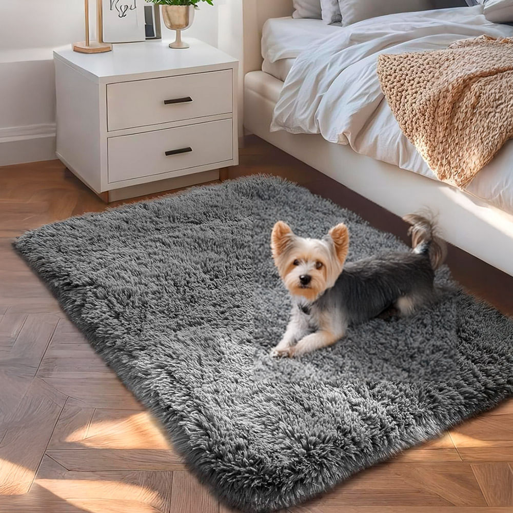 Alfombra Gris 1x0,6 Mts Nórdica Living Gadnic Lavable Súper Soft