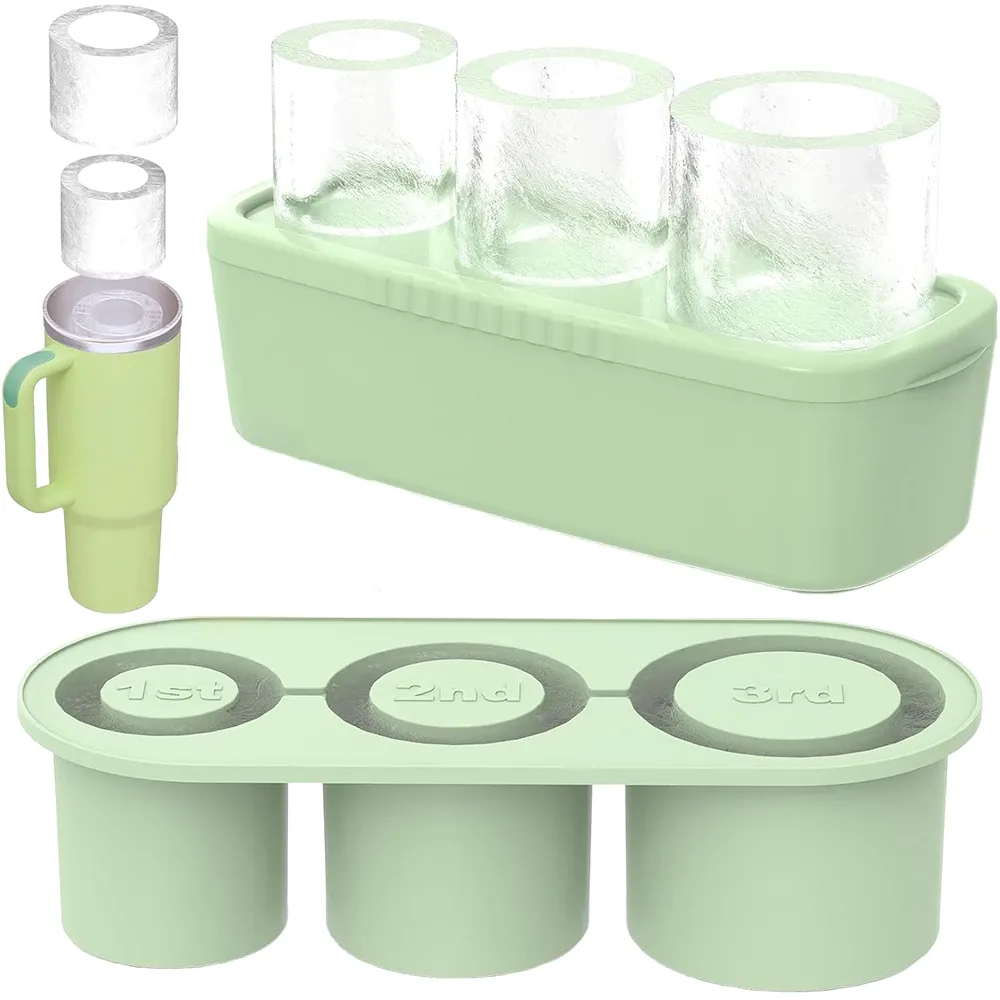 Cubetera de Silicona Gadnic CUBE014X Verde con Bandeja y Tapa Hielo Cilíndrico