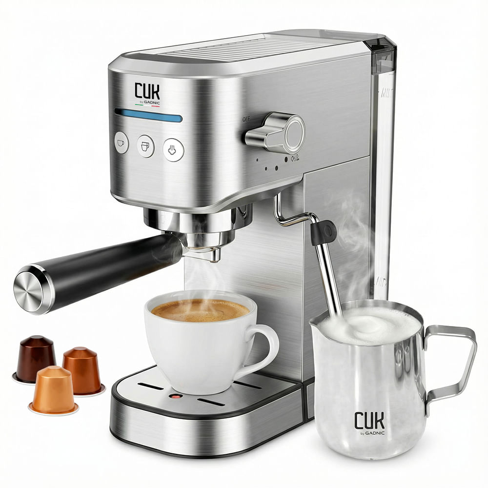 Cafetera Espresso Cuk By Gadnic 20 Bar 3 en 1 Cápsulas Nespresso y Dolce Gusto