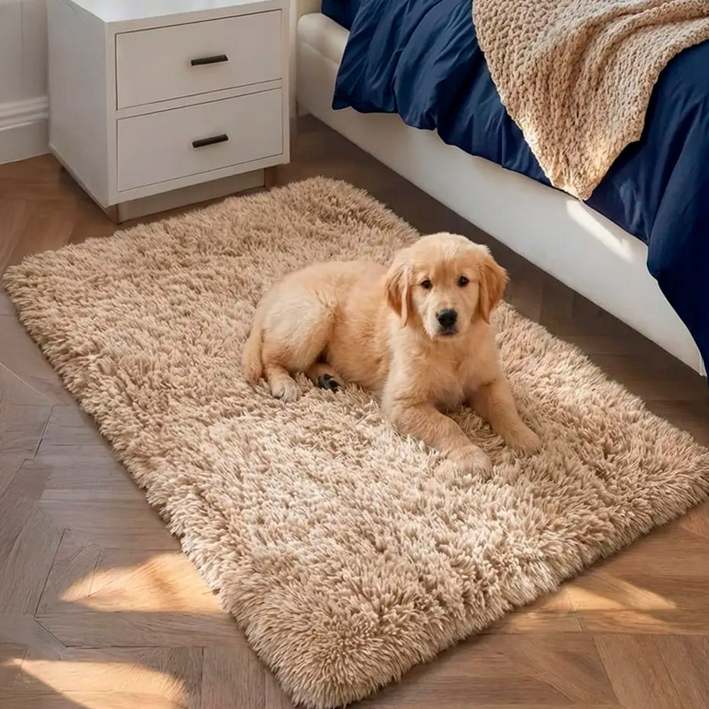 Alfombra Beige 1x0,6 Mts Nórdica Living Gadnic Lavable Súper Soft