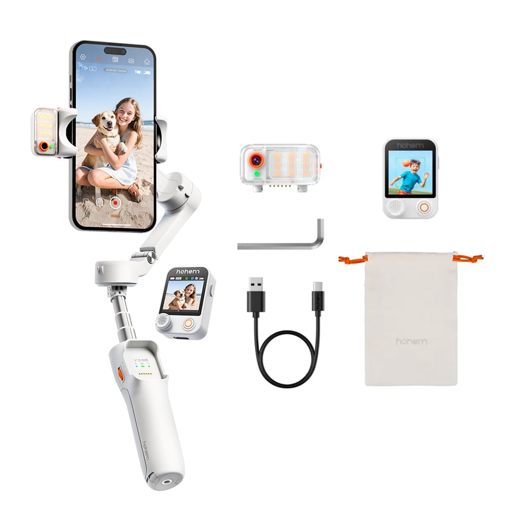 Estabilizador Hohem iSteady V3 Ultra Seguimiento IA Control Remoto Desmontable Luz Led Blanco