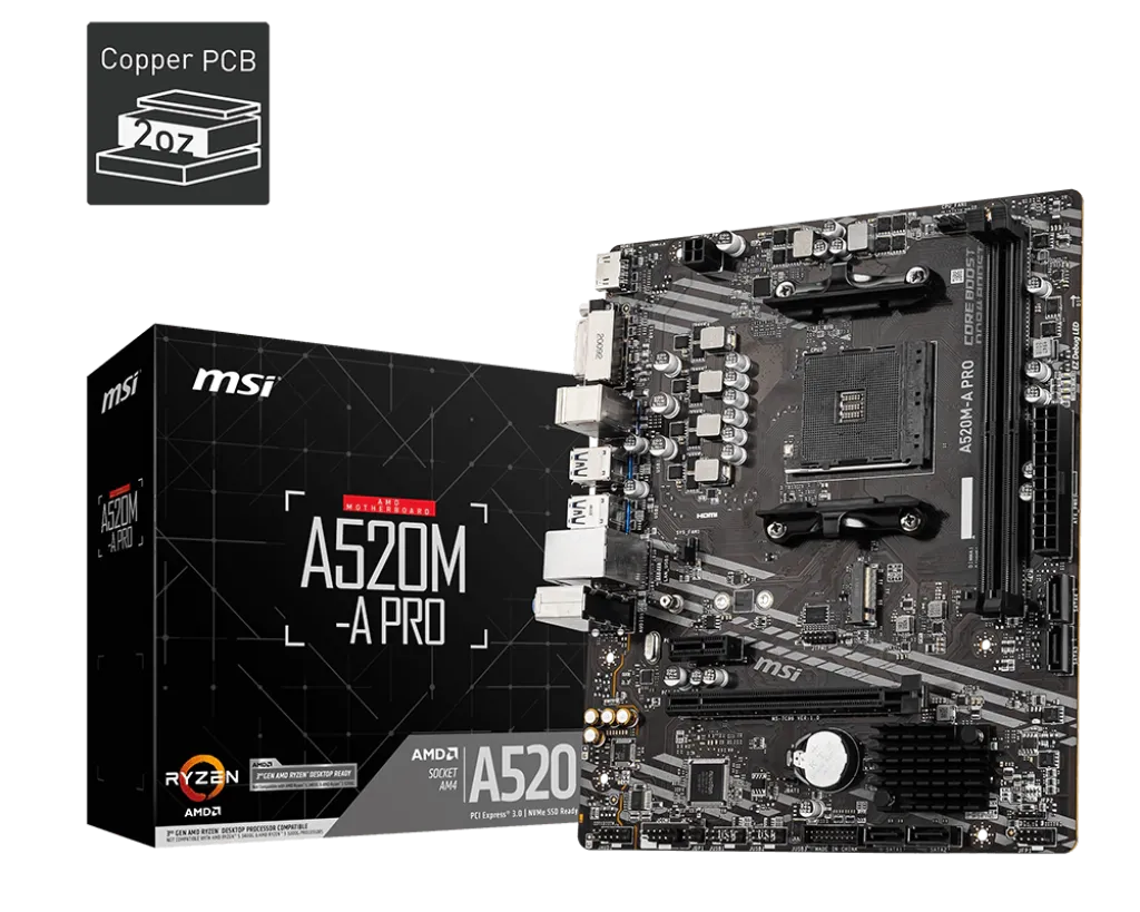 Placa Madre MSI A520M-A PRO AM4 DDR4 Micro ATX