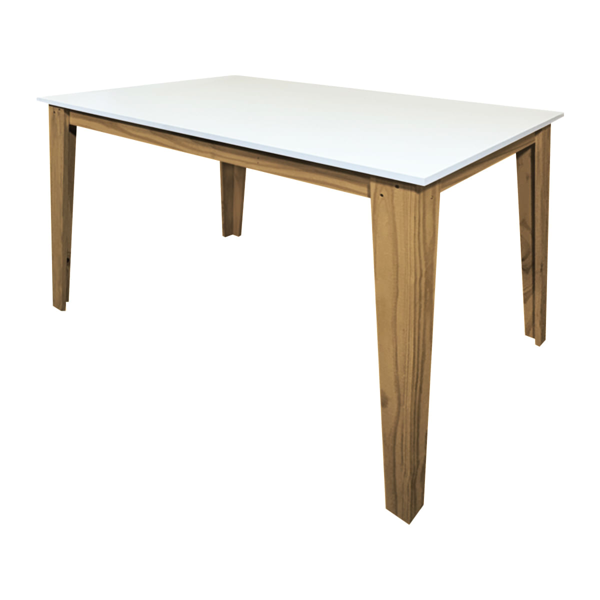 Mesa Comedor Sala Tapa Melamina Moderna 140x80 Cm Patas L Tapa Blanco Patas Roble