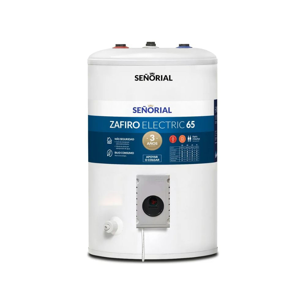 Termotanque Eléctrico Señorial Zafiro Teszp-65 Carga Superior Blanco