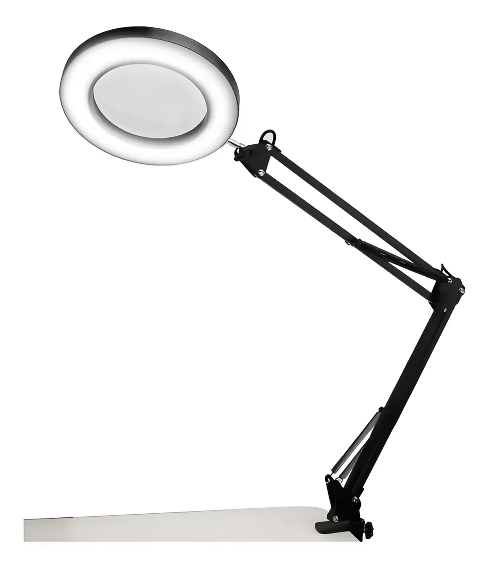 Lampara Led Escritorio Lupa 5x Brazo Articulado Negro