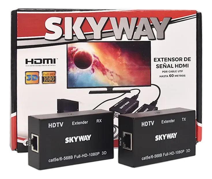 Extensor Hdmi Por Cable Utp Rj45 Skyway Sk-hdext hasta 60 metros Audio Video Full Hd