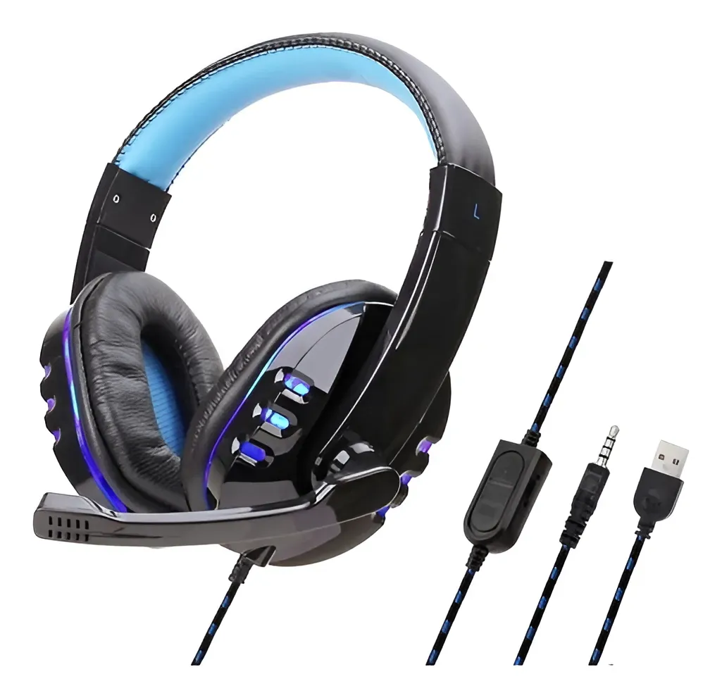 Auriculares Gamer C/microfono Ficha Adaptador Led - Usb