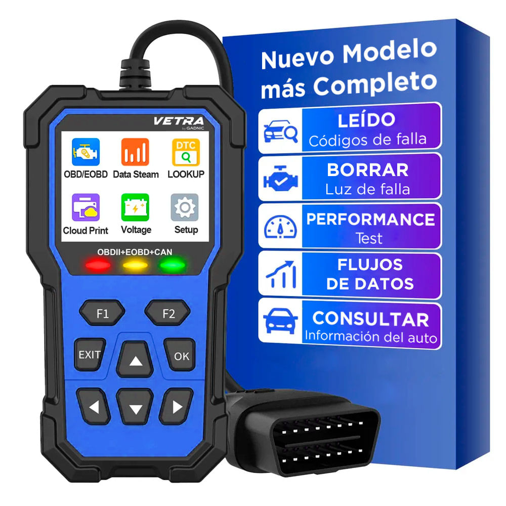 Scanner Batería OBD2 VETRA By Gadnic Diagnóstico Motor Multilenguaje