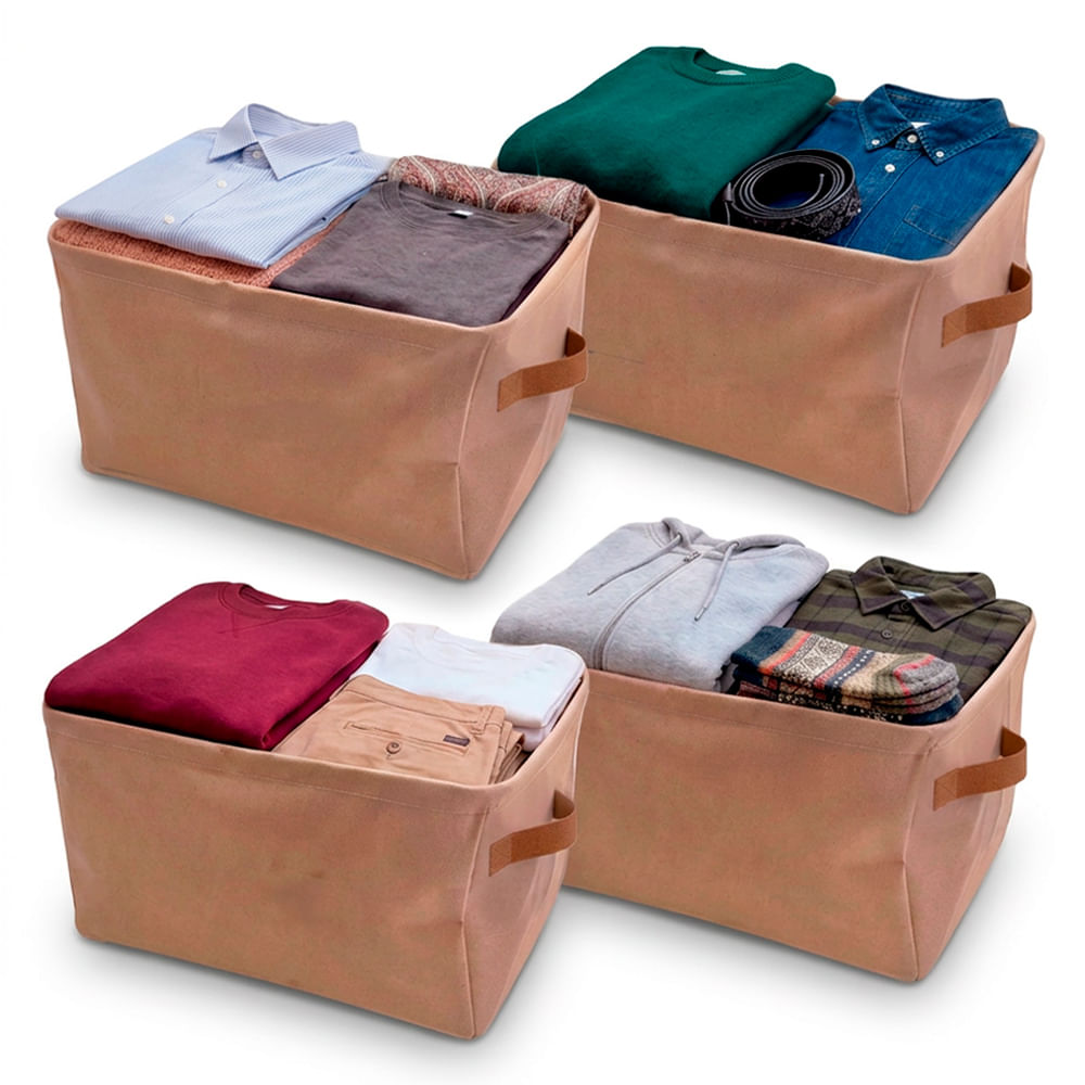 Set X4 Cajas Organizadoras GADNIC Plegables Contenedores De Tela Multiuso