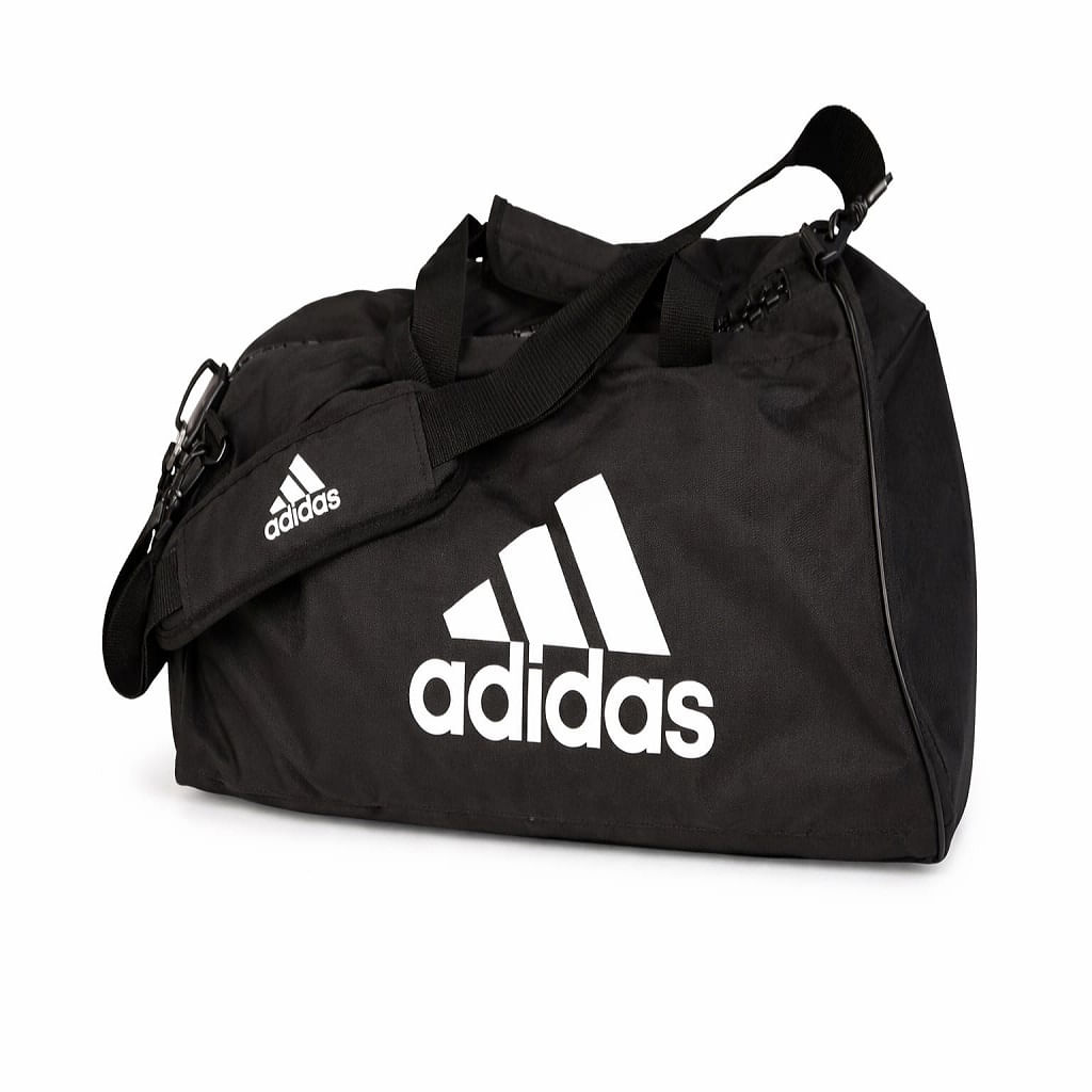 Bolso Adidas Entrenamiento, Gimnasio , Futbol o Viajes color negro talle L 60lts logo blanco
