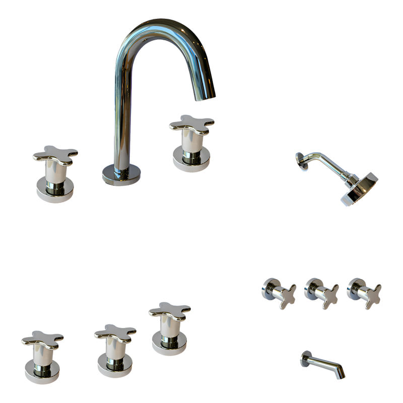 Kit De Griferia Viva Nova Cruz 904011 Lav Bidet Ducha Hydros