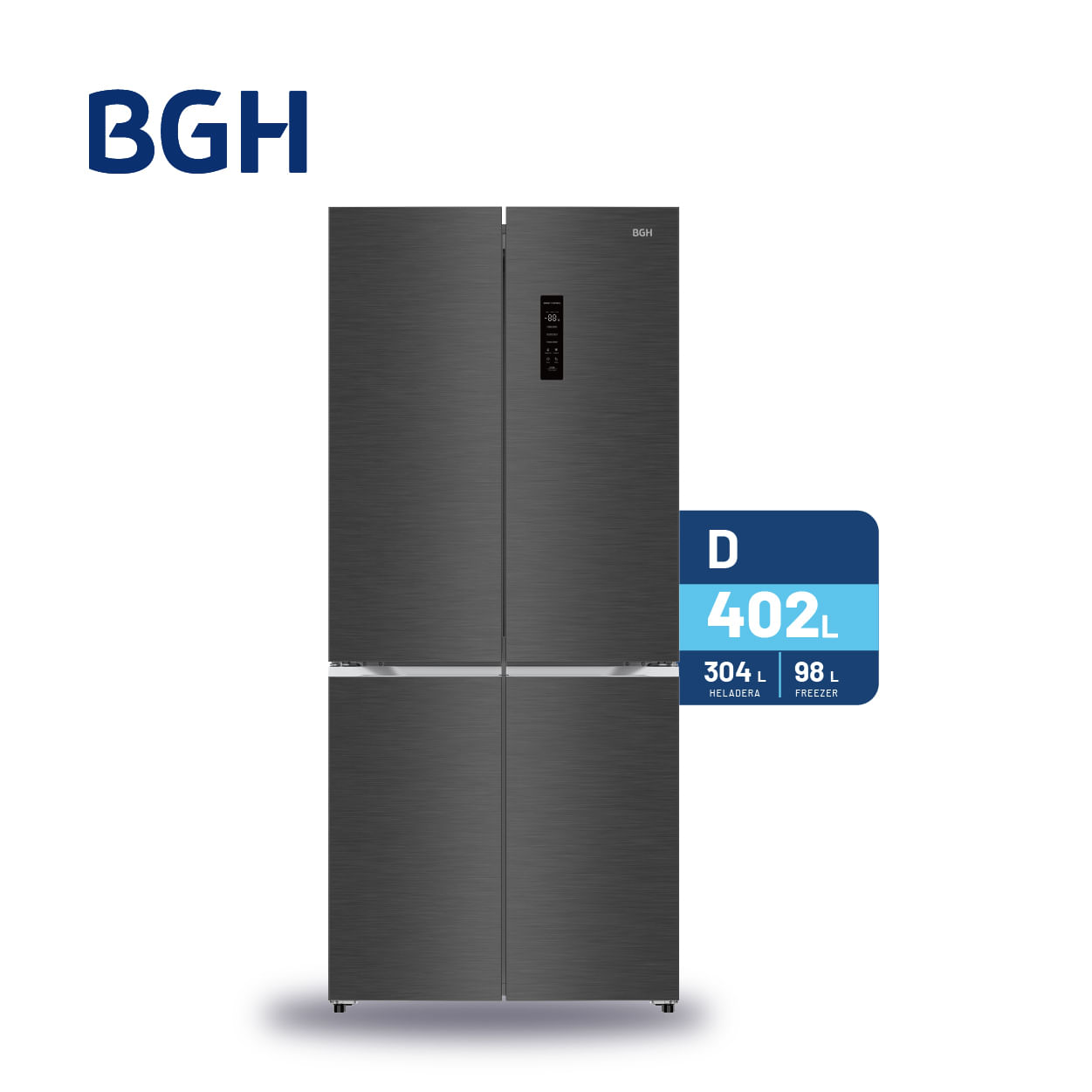 Heladera BGH Multidoor No Frost Dual Inverter Dark Inox 402L