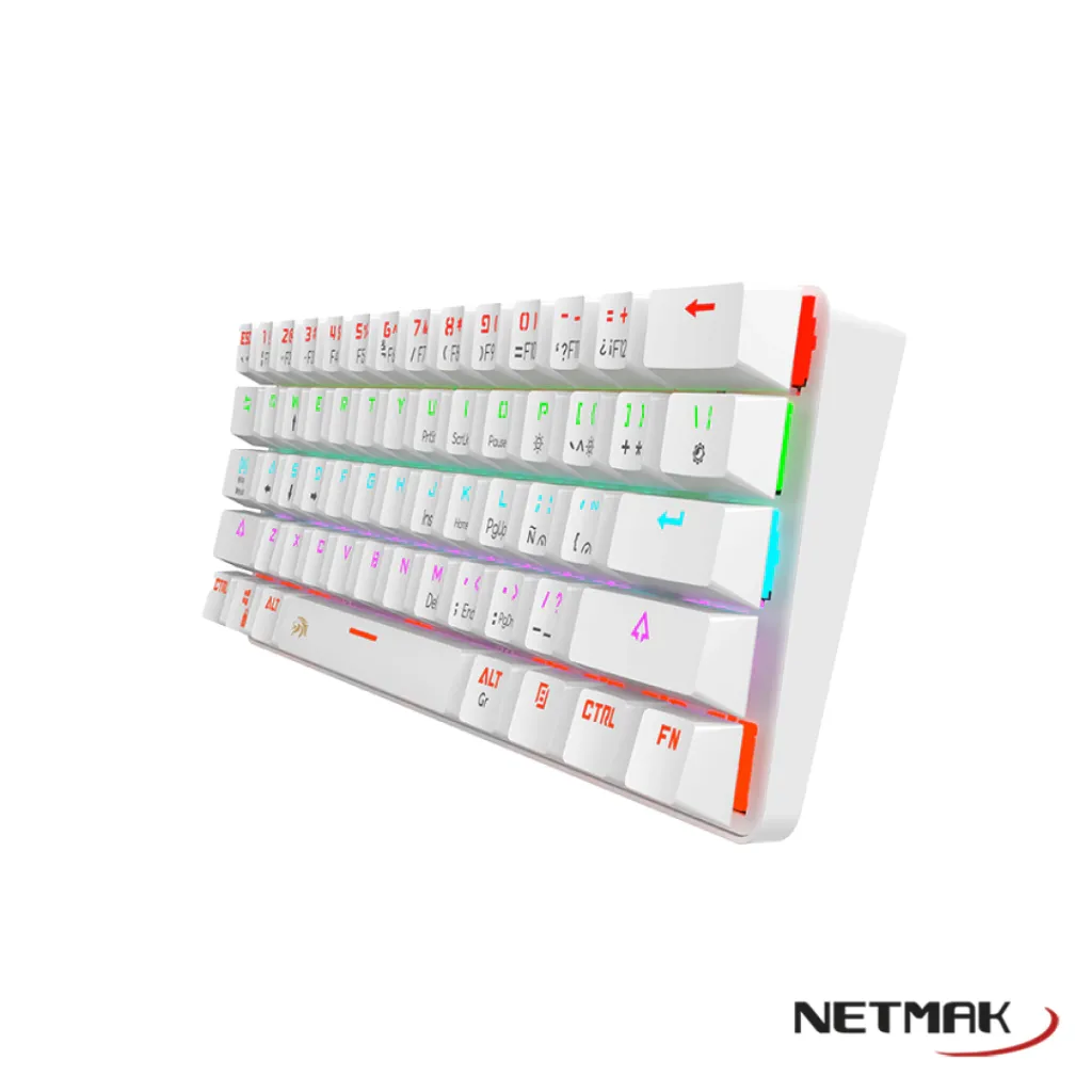 Teclado Netmak DOMINATE -cable 1.5mts -Blanco -GAMER -mecánico -retroiluminacion led NM-DOMINATE-W