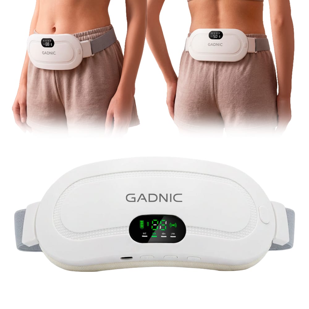 Masajeador Abdominal GADNIC Alivio Menstrual Calor Terapéutico Recargable Color Blanco