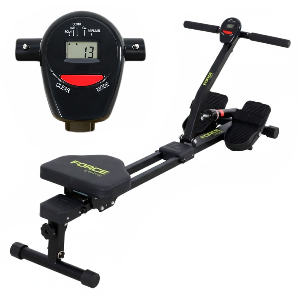 Maquina De Remo Force By Gadnic Plegable Resistencia Regulable Monitor Digital Pedales Antideslizantes
