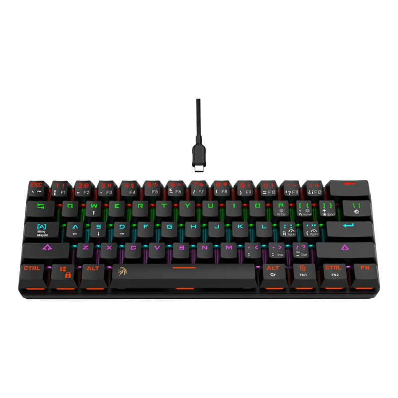 Teclado Gamer Mecanico Netmak 60 Rgb Switch Azul N Usb-c Negro Espanol Espana
