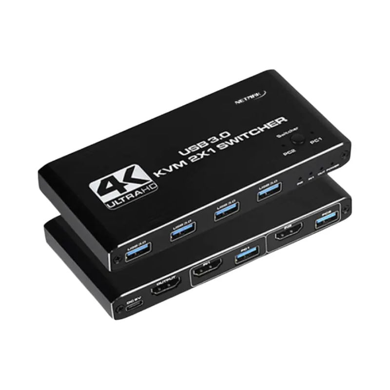 SWITCH KVM 2 PUERTOS NETMAK NM-KVM2 USB HD 4K 60Hz
