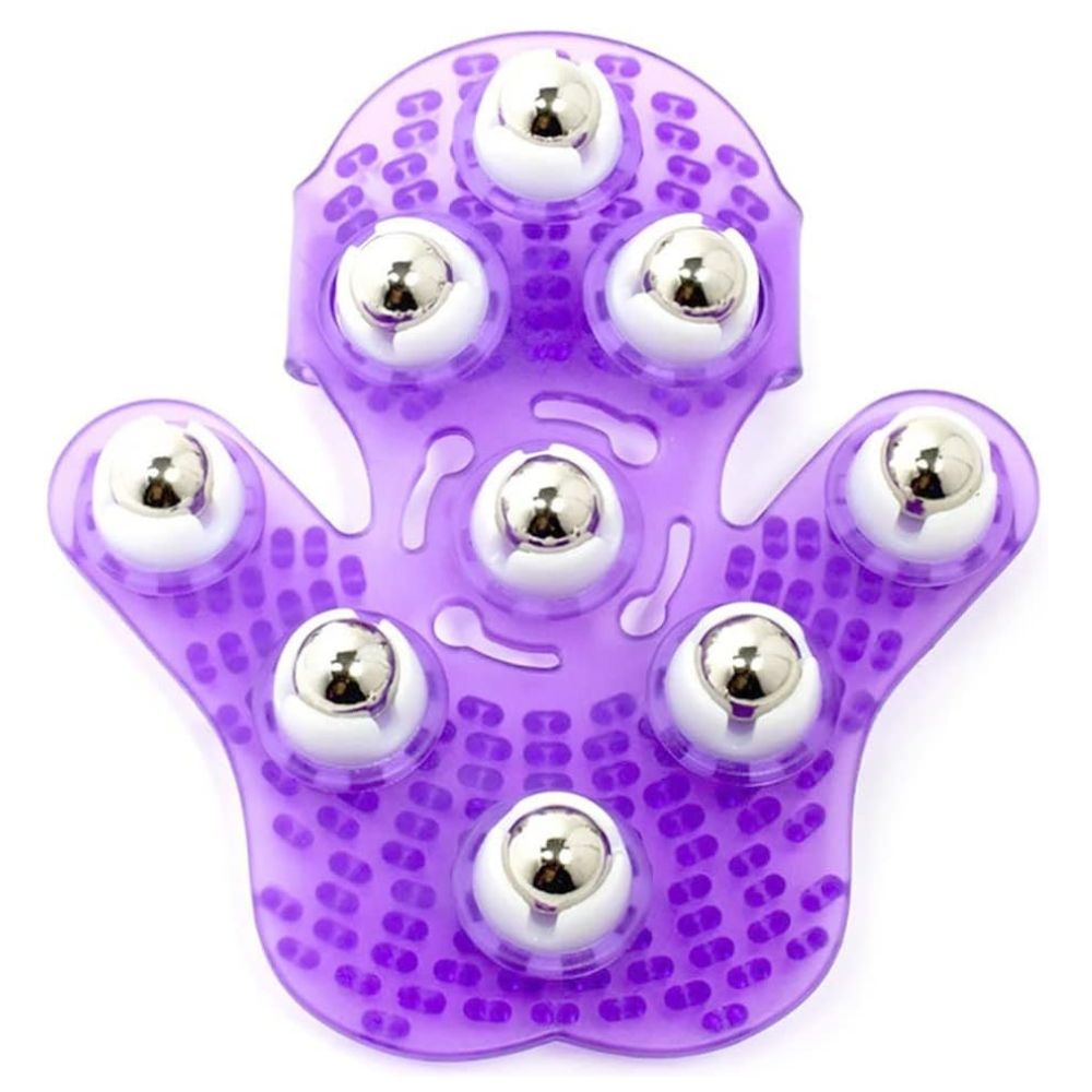 Masajeador Manual Manopla Bolitas Giratorias Acero Relax Color Violeta