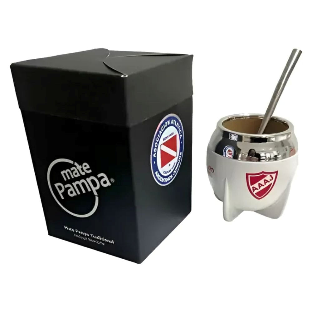 Mate Pampa Argentino Juniors Termico Tipo Torpedo + Bombilla