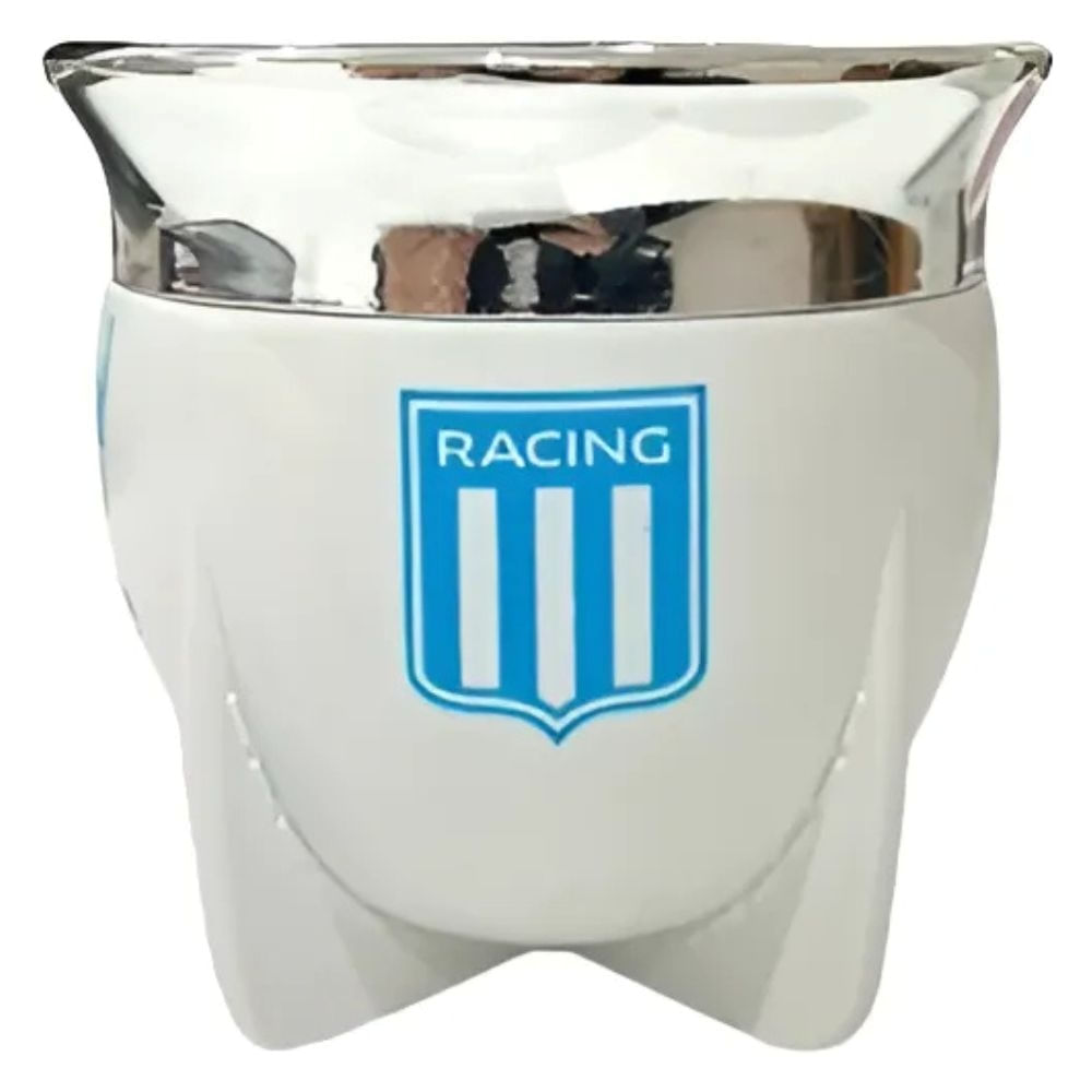 Mate Pampa Racing Club Termico Tipo Camionero + Bombilla Blanco Racing Club