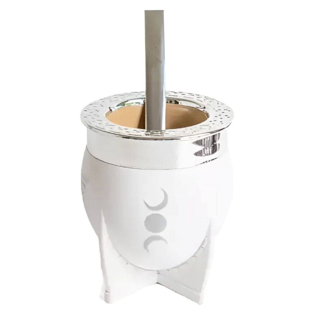 Mate Pampa Imperial Xl Astral Signos Del Zodiaco + Bombilla Cáncer Color Blanco