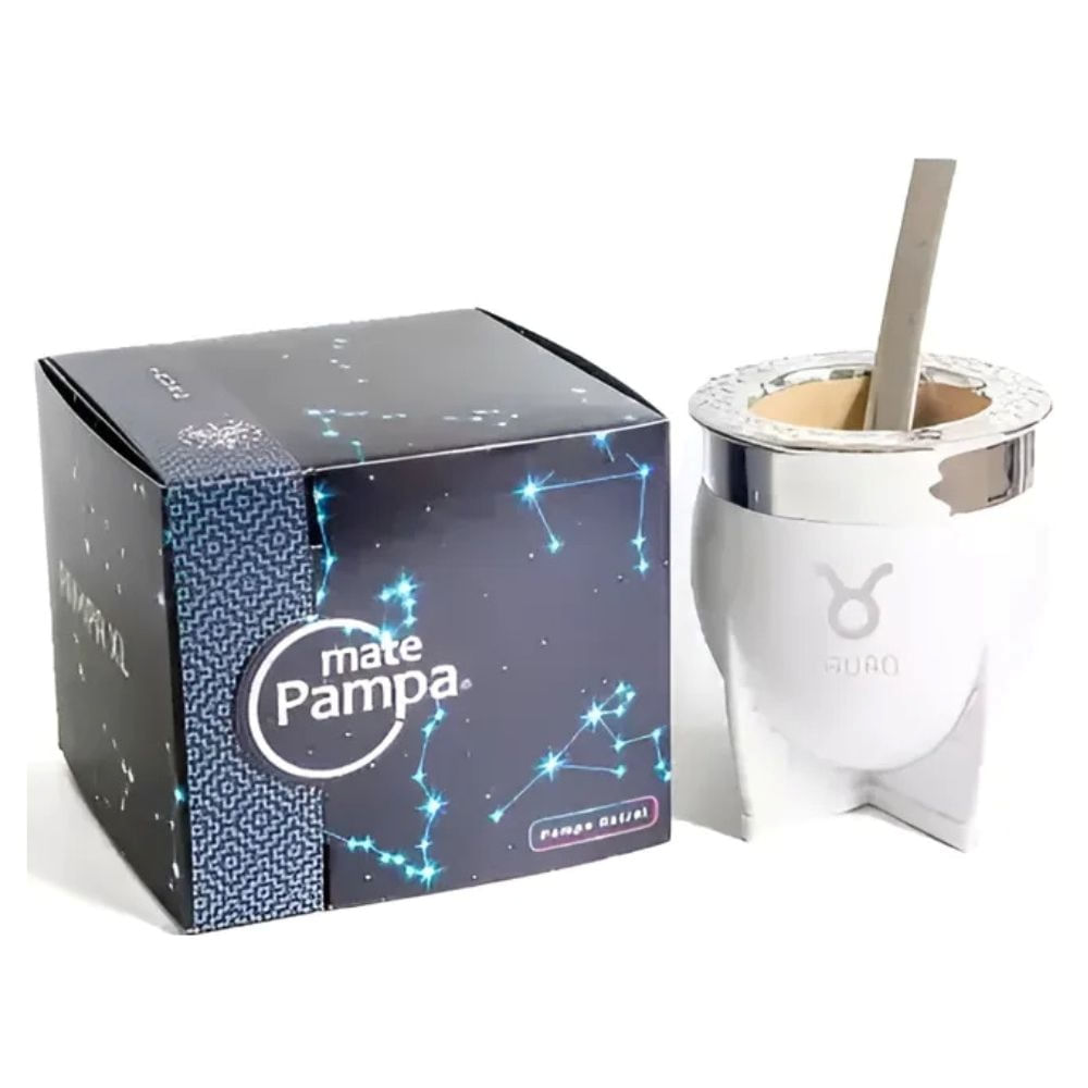 Mate Pampa Imperial Xl Astral Signos Del Zodiaco + Bombilla Color Blanco Tauro