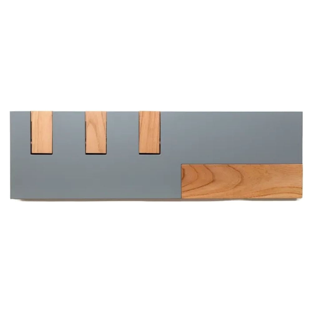 Perchero De Madera Y Portallave De Pared Laqueada Nordico Color Gris Y Paraíso