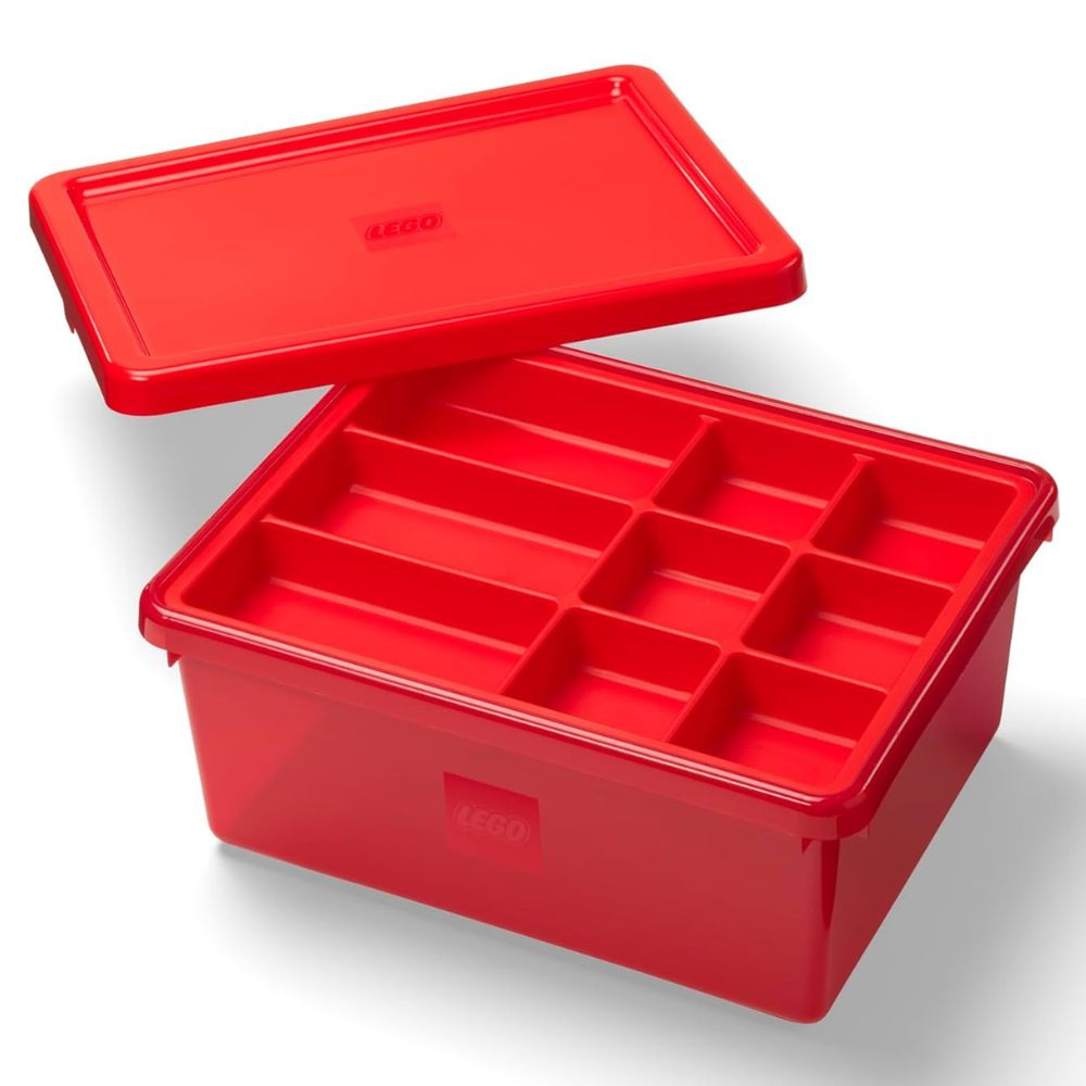 Caja Lego Sort&ampStore Medium Apilable Con Bandeja Organizadora Y Tapa Color Red