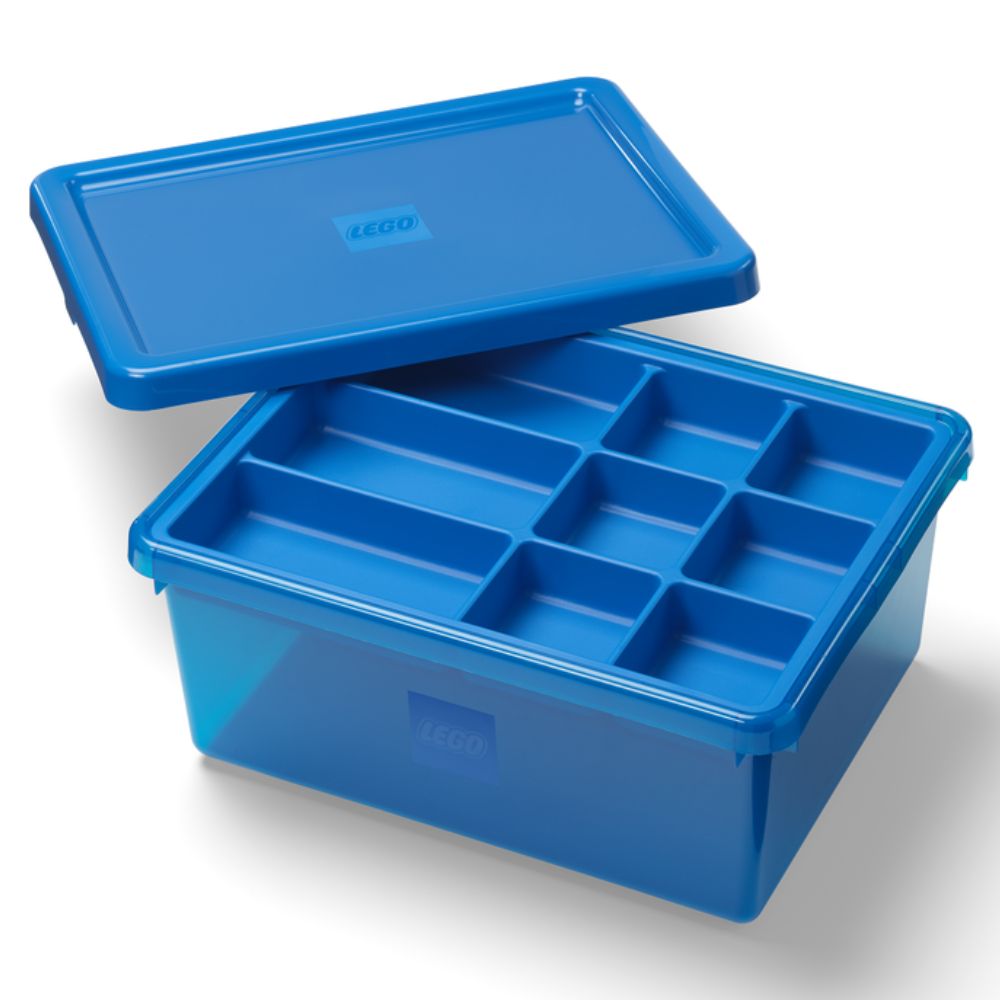 Caja Lego Sort&ampStore Medium Apilable Con Bandeja Organizadora Y Tapa Color Blue